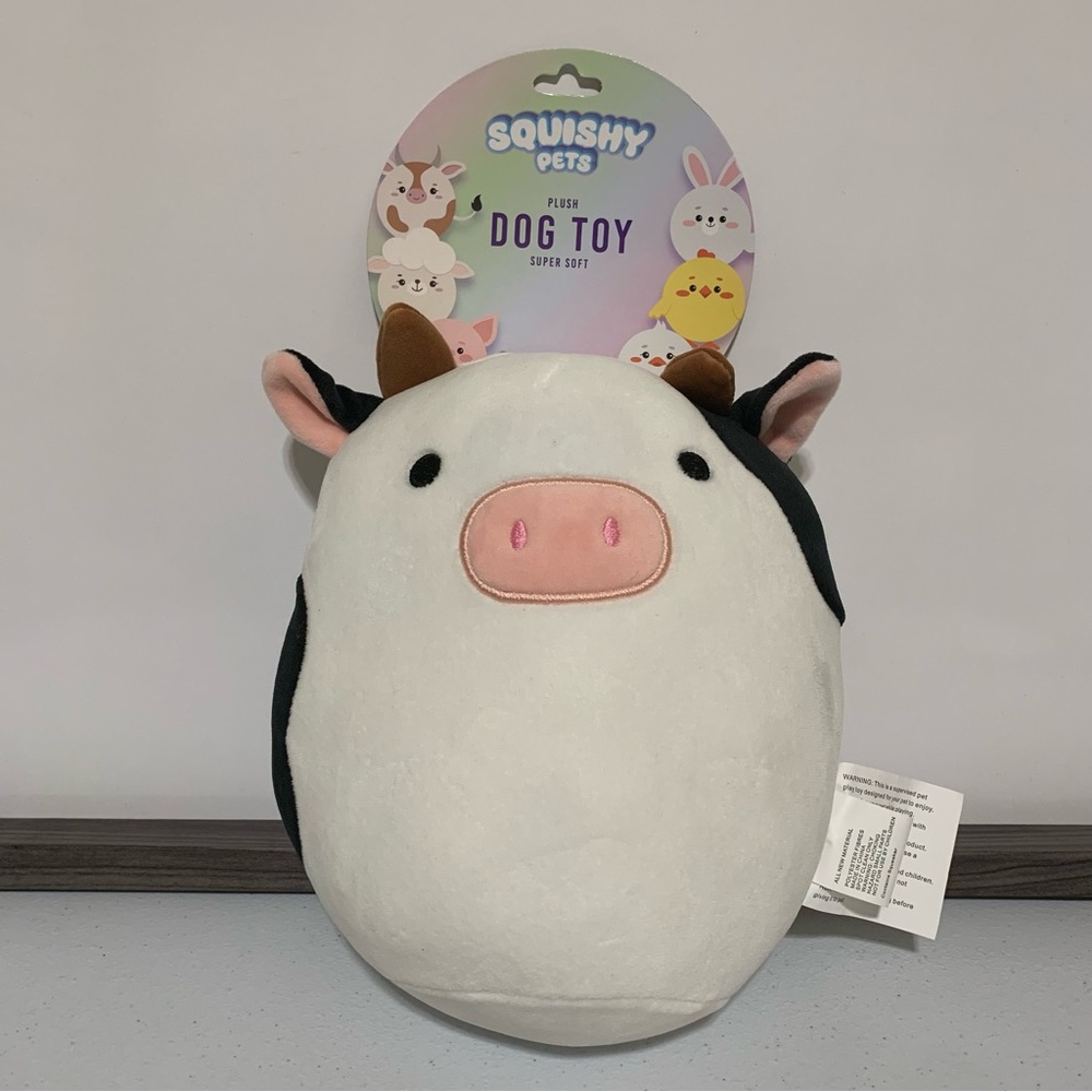 Squishy Pets Plush Cow Dog Toy-NWT